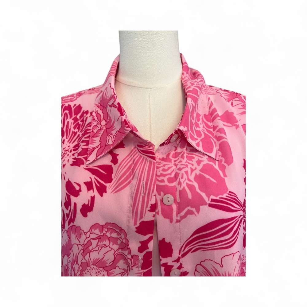 💗🌸 EUC WHITE STAG PLUS Pink Tank & Floral Blouse Set | Sz 18W/20W - Picture 3 of 7